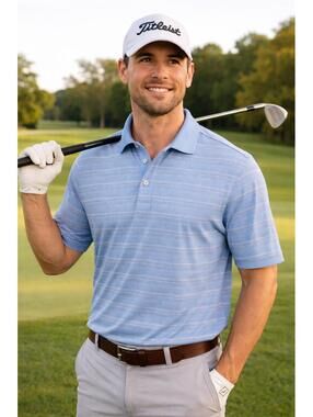 FootJoy Blue Striped Golf Polo Shirt  Size Large